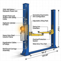 12,000 Lbs Two-Post Car Lift with 220V 4HP Motor & Single-Point Lock – Ideal for Shops, Garages & Heavy-Duty Vehicle Maintenance — How It Works