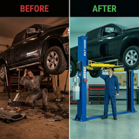 Car Lift Built for Heavy-Duty Vehicle Maintenance, 12,000 Lbs Capacity, 220V 4HP Motor, Single-Point Lock — Before & After